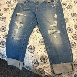 Torrid Blue Distressed Boyfriend Crop Jeans